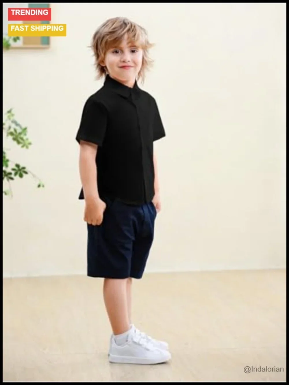 Toddler Boys Short Sleeve Button Down Shirt Cotton School Uniform Top